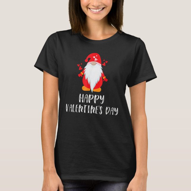 Happy Valentine's Day Gnome Plaid  Cute Heart T-Shirt (Front)