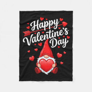 Happy Valentines Day Gnome Red Hearts Love Women Fleece Blanket