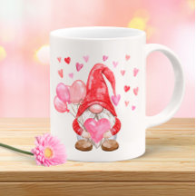 Happy Valentine's Day Gnome with Heart and Baloon