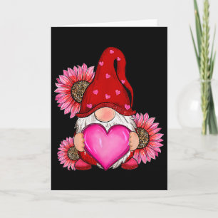 Happy Valentine's Day Gnome With Leopard Sunflower Card