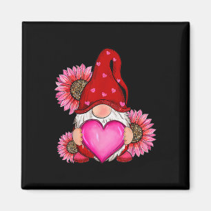 Happy Valentine's Day Gnome With Leopard Sunflower Magnet