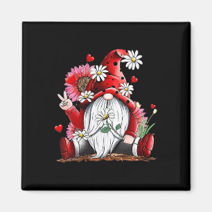 Happy Valentine's Day Gnome With Leopard Sunflower Magnet