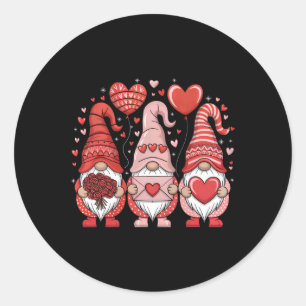 Happy Valentine's Day Gnomes Heart Cute Love Valen Classic Round Sticker
