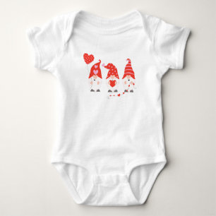 Happy Valentines Day Gnomes Red Pink Baby Bodysuit