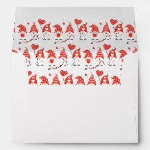 Happy Valentines Day Gnomes Red Pink Envelope