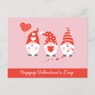Happy Valentines Day Gnomes Red Pink Postcard