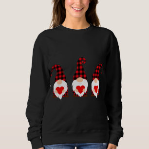 Happy Valentine's Day Gnomes Red Plaid Hearts Love Sweatshirt