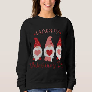 Happy Valentine's Day Gnomes Red Plaid Hearts Love Sweatshirt