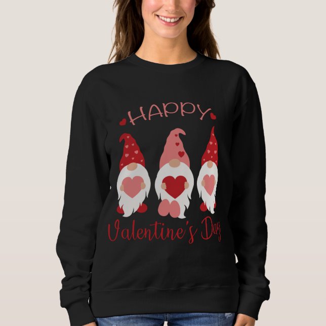 Happy Valentine's Day Gnomes Red Plaid Hearts Love Sweatshirt (Front)
