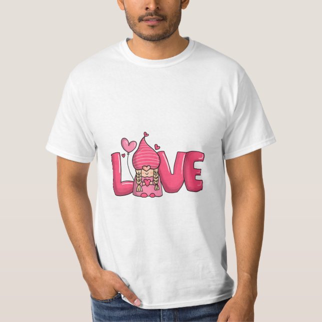 happy valentines day gnomes with leopard sunflower T-Shirt (Front)