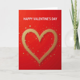 Happy Valentines Day Gold Heart Card