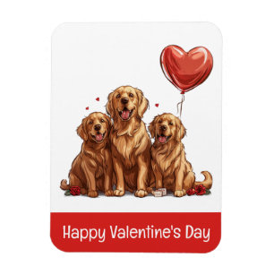 Happy Valentines Day Golden Retriever Dog Magnet