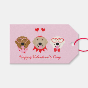 Happy Valentines Day Golden Retriever Dogs Gift Tags