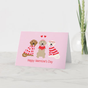 Happy Valentines Day Golden Retriever Dogs Holiday Card