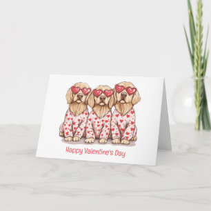 Happy Valentines Day Golden Retriever Dogs Holiday Card