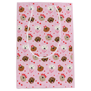 Happy Valentines Day Golden Retriever Dogs Medium Gift Bag