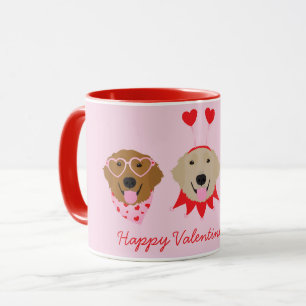Happy Valentines Day Golden Retriever Dogs Mug