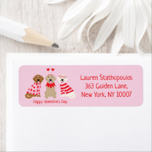 Happy Valentines Day Golden Retriever Dogs Return Address Label