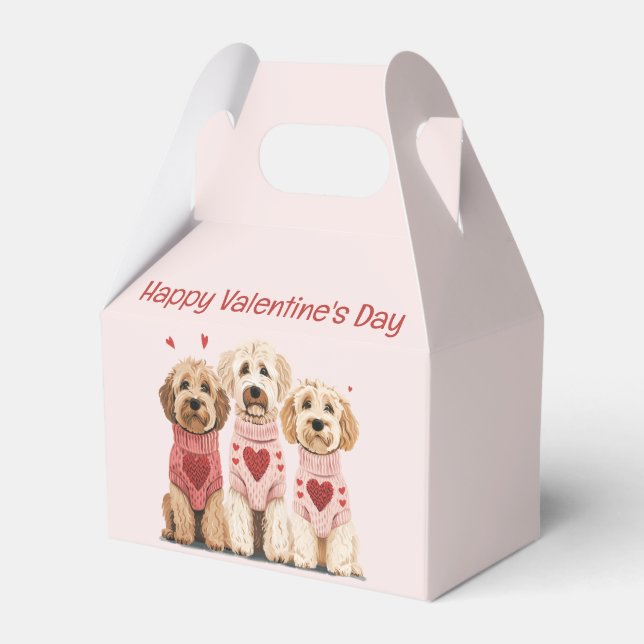 Happy Valentines Day Goldendoodle Dogs Favour Box (Front Side)
