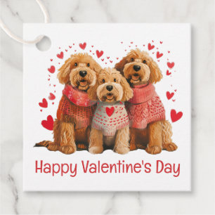 Happy Valentines Day Goldendoodle Dogs Favour Tags