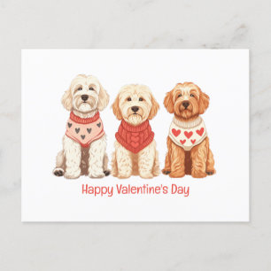Happy Valentines Day Goldendoodle Dogs Holiday Postcard