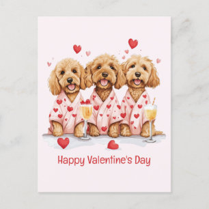 Happy Valentines Day Goldendoodle Dogs Holiday Postcard