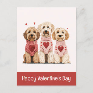 Happy Valentines Day Goldendoodle Dogs Holiday Postcard