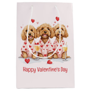 Happy Valentines Day Goldendoodle Dogs Medium Gift Bag