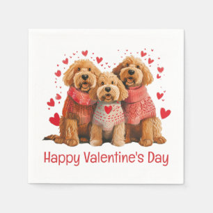 Happy Valentines Day Goldendoodle Dogs Napkin