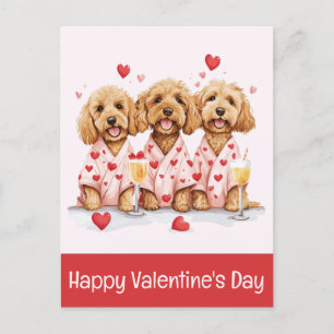 Happy Valentines Day Goldendoodle Dogs Postcard