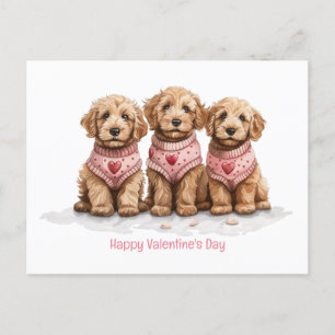 Happy Valentines Day Goldendoodle Dogs Postcard