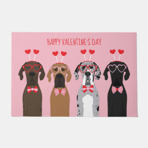 Happy Valentines Day Great Dane Dogs Doormat