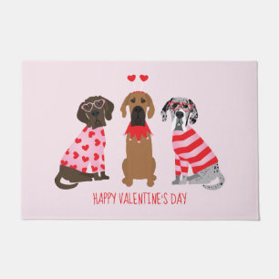 Happy Valentines Day Great Dane Dogs Doormat