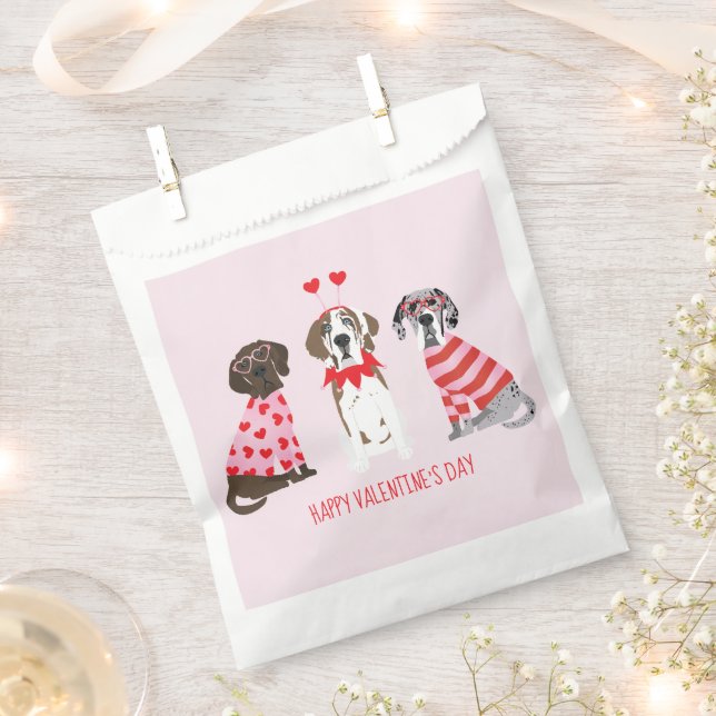 Happy Valentines Day Great Dane Dogs Favour Bag (Clipped)