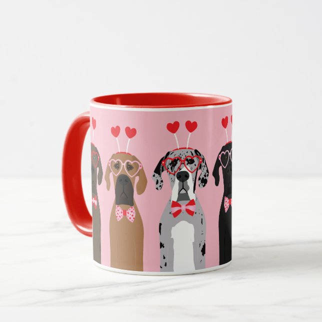 Happy Valentines Day Great Dane Dogs Mug (Front Left)
