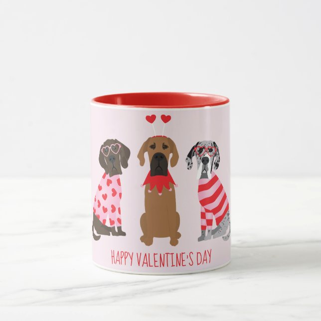 Happy Valentines Day Great Dane Dogs Mug (Center)