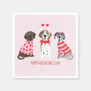 Happy Valentines Day Great Dane Dogs Napkin