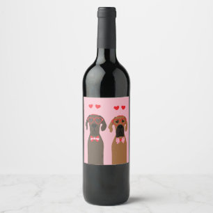 Happy Valentines Day Great Dane Dogs Wine Label