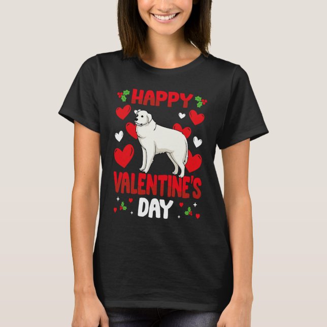 Happy Valentines Day Great Pyrenees Heart Love Ani T-Shirt (Front)