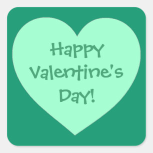 Happy Valentine's Day green heart stickers