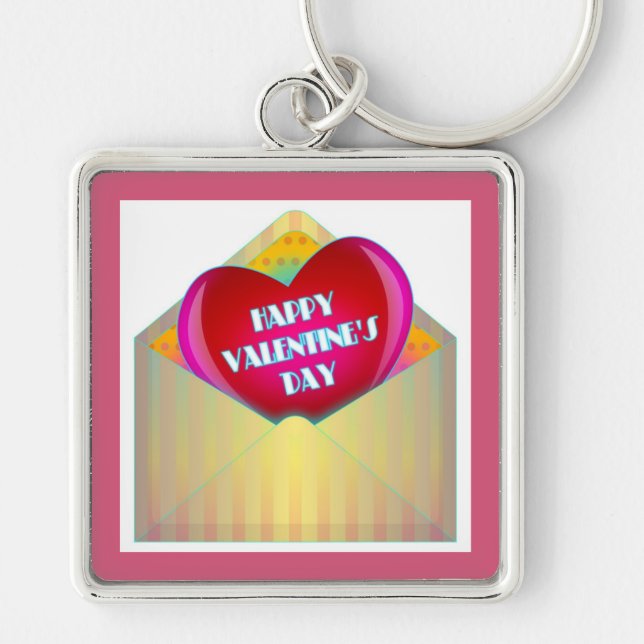 "HAPPY VALENTINE'S DAY" GREETING CARD KEY RING (Front)