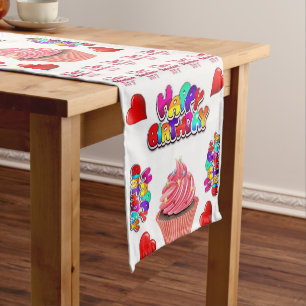 Happy Valentine's Day Happy Birthday Table Runner
