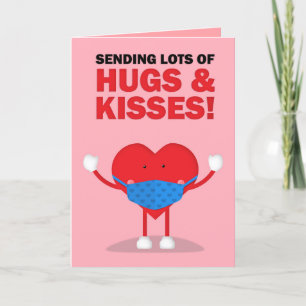 Happy Valentine's Day Happy Heart in Face Mask Holiday Card
