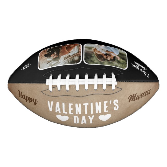 Happy Valentine's Day Heart 2 Photos  Football (Front)