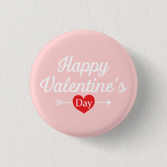 Happy Valentine's Day Heart 3 Cm Round Badge (Front)
