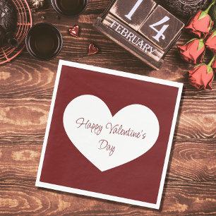 Happy Valentine's Day Heart Cute Red Party Napkin