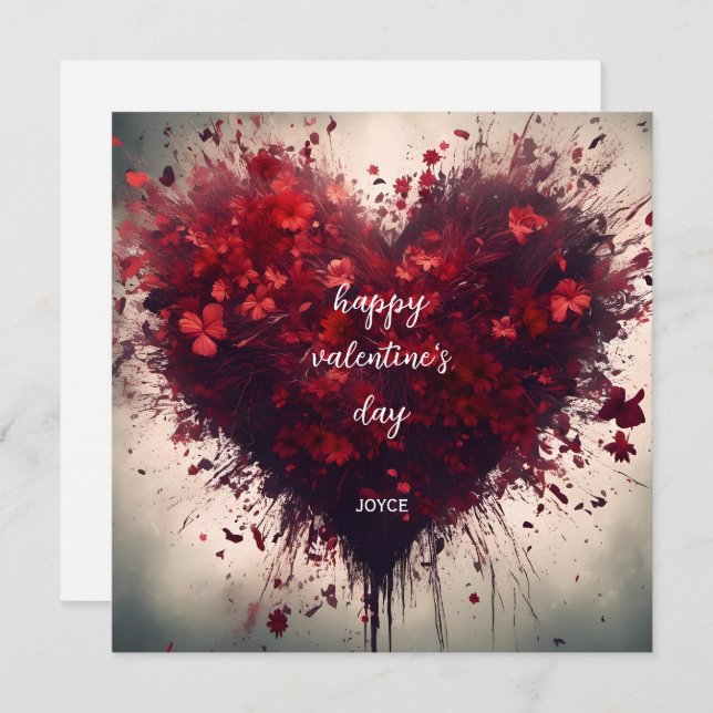Happy Valentine's Day - Heart Filled Red Flowers Card (Front/Back)