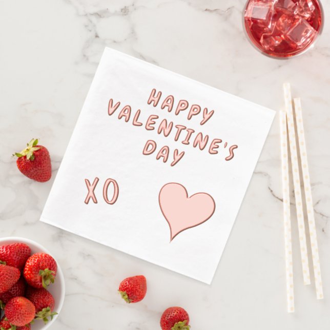 Happy Valentine's Day Heart Foil Napkins (Insitu (Strawberry))