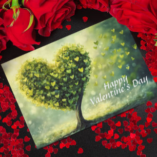 Happy Valentine's day Heart Green Tree Card