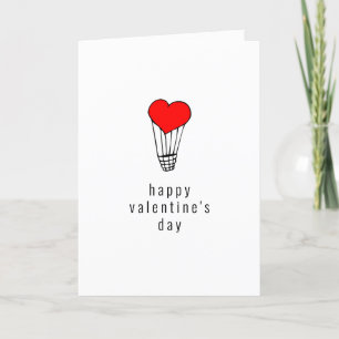 Happy Valentine's Day   Heart Hot Air Balloon Thank You Card